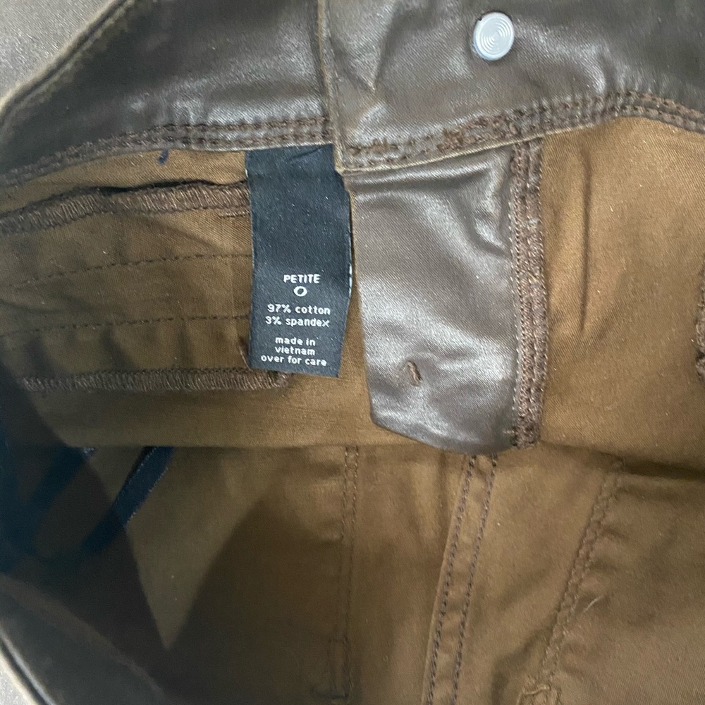 Skinny Moto Brown Coated Jeans with Zipper Detail - Picture 6 of 6